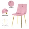 Modern Simple Light Luxury Dining Chair With Gold Metal Legs (Set of 4) - Pink Flannelette - Image 12