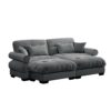 Modern Over Size Velvet 2 Seater Sofa With Ottoman And Round Bolster Armrests - Gray - Image 12