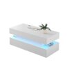 Contemporary Foldable Coffee Table With Drawers And LED White & Metal 3 Tier Design - White - Image 9