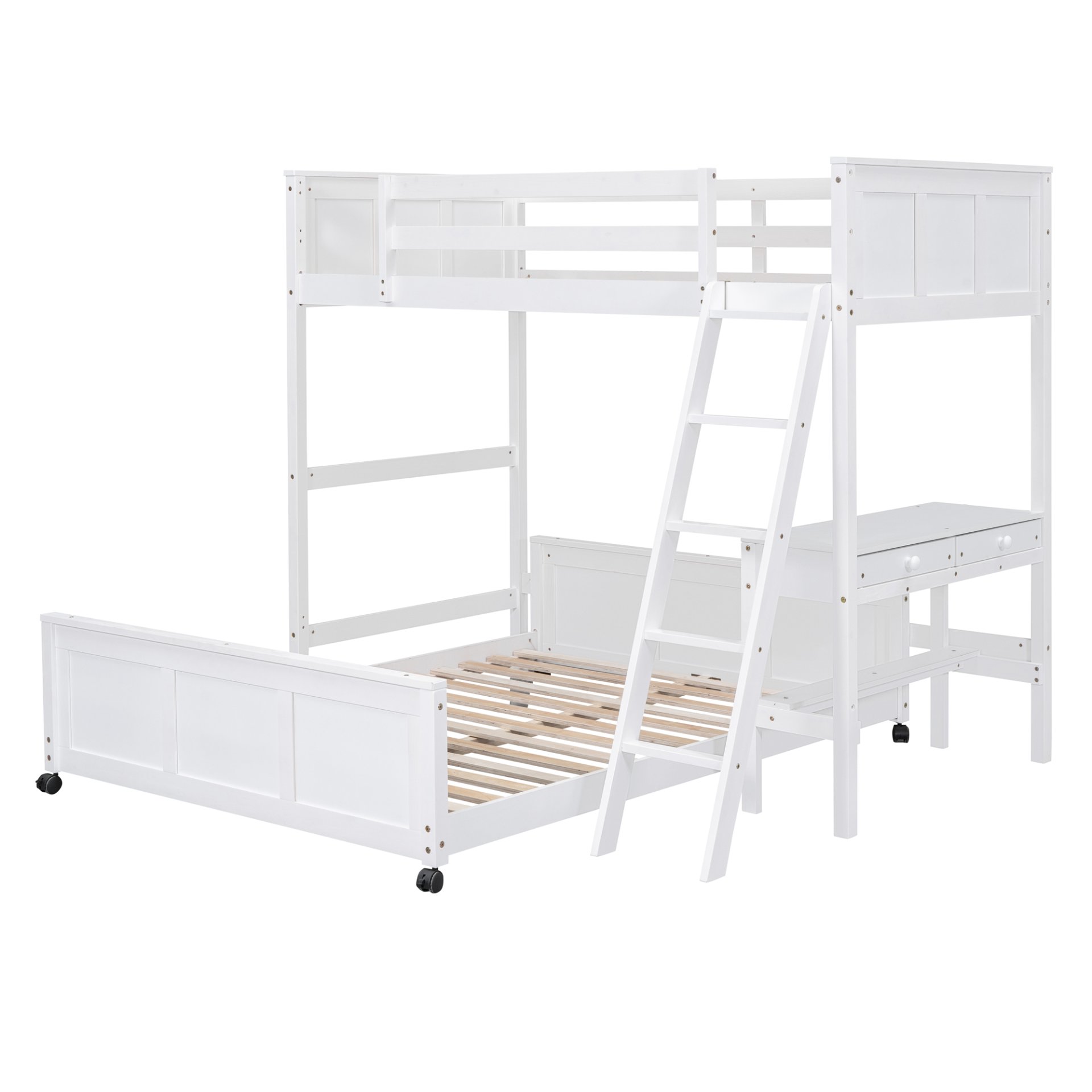 Twin Over Full Bunk Bed With Desk - White - Image 5