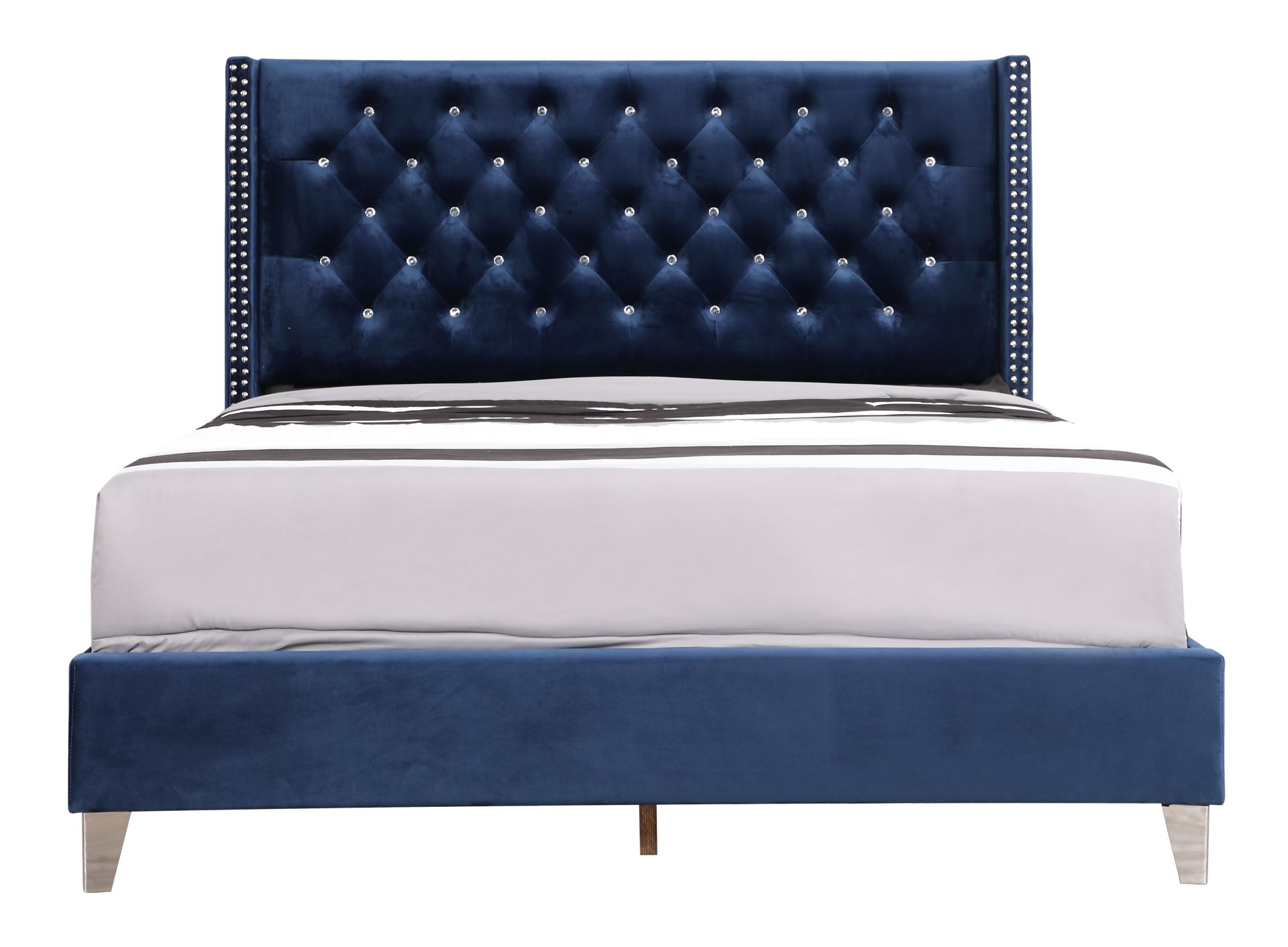 Full Upholstered Bed Transitional - Navy Blue - Image 5