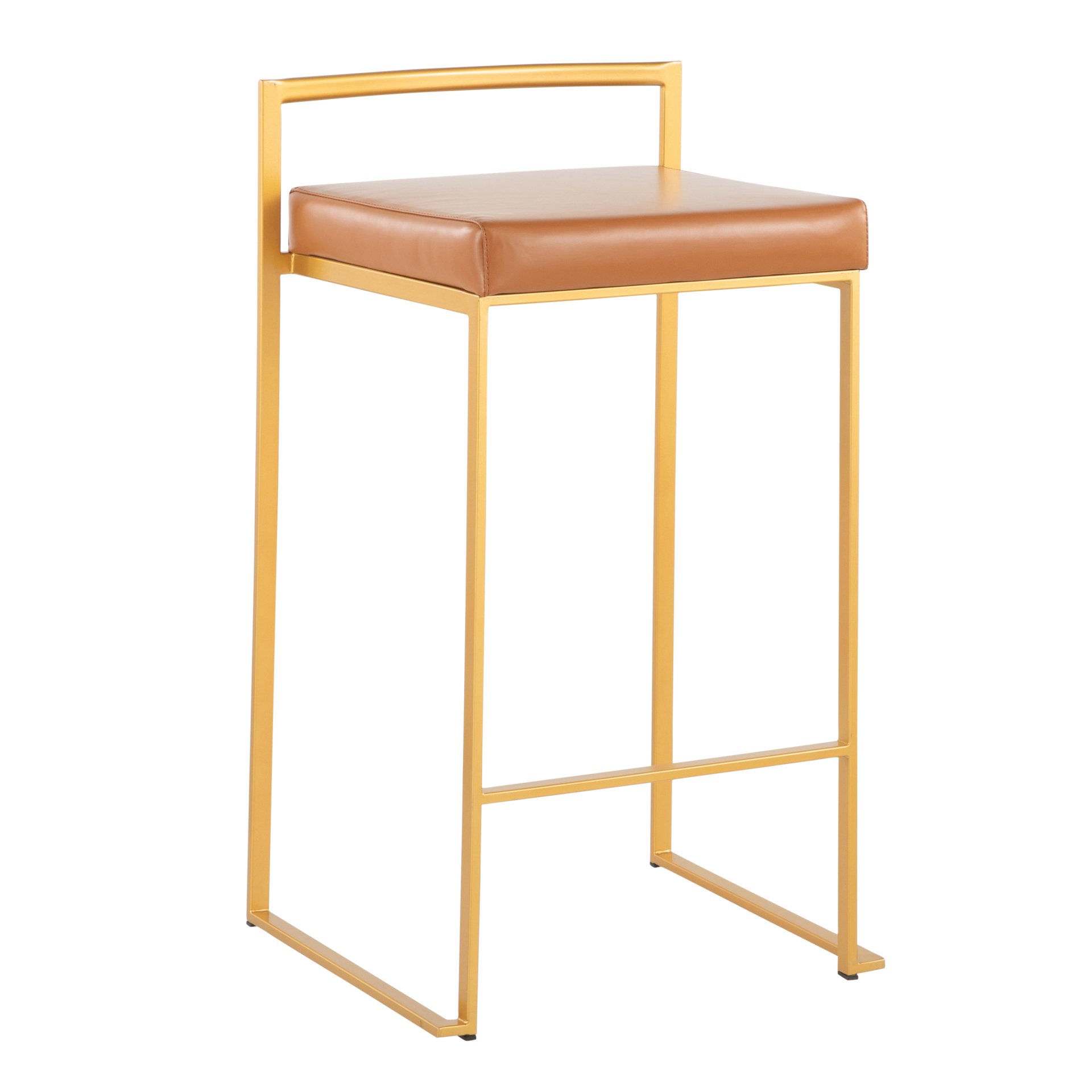 Fuji - Contemporary Stackable Counter Stool (Set of 2) - Gold / Camel - Image 2