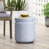 Outdoor Concrete End Table - Light Blue - Image 5