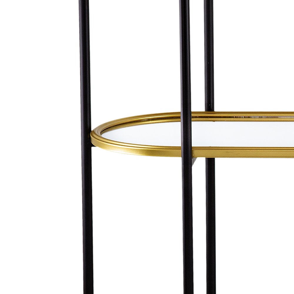 3 Tier Metal Console Table, Mirrored Shelf - Golden Black - Image 12