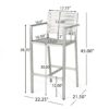 Outdoor Aluminum Rust Proof Barstools (Set of 2) - Silver - Image 3