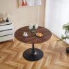 Tulip Table Mid-Century Dining Table For 4 - 6 People With Round MDF Table Top, Pedestal Dining Table, End Table Leisure Coffee Table - Walnut - Image 6