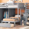 Full Over Twin Bunk Bed With Wardrobe, Drawers - Gray - Image 21