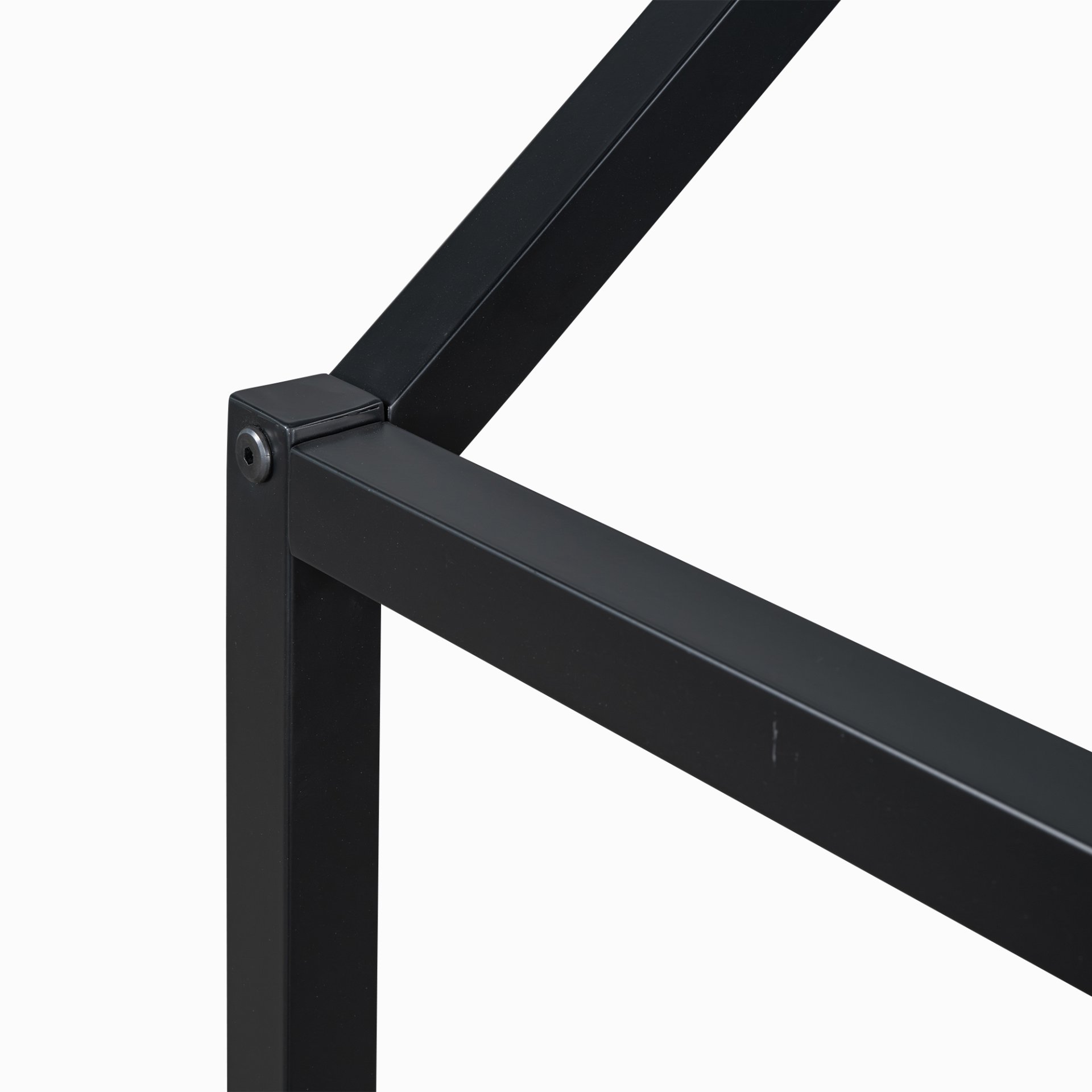 Full Size Metal House Bed With Fence And Door - Black - Image 7