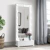 Elisa - Narrow Tall Mirror With Speaker And Drawer - White - Image 2
