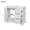 36" Transitional Bathroom Vanity With Sink, Soft Close Doors, Adjustable U Shelf, 3 Drawers - White - Image 4