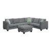 Sectional Sofa Couches Living Room Sets, 7 Seats Modular Sectional Sofa With Ottoman, L Shape Fabric Sofa Corner Couch Set With 3 Pillows - Gray - Image 2