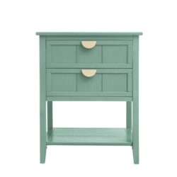 2 Drawer Side Table, American Style, End Table, Suitable For Bedroom, Living Room, Study - Light Green