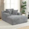 Modern Full Compressed Chaise Lounge Sofa Bed With Removable Pillows, Upholstered - Gray - Image 2