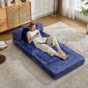 Convertible Floor Sofa Bed With Fixed Shape Frame For Living Room - Dark Blue - Image 9