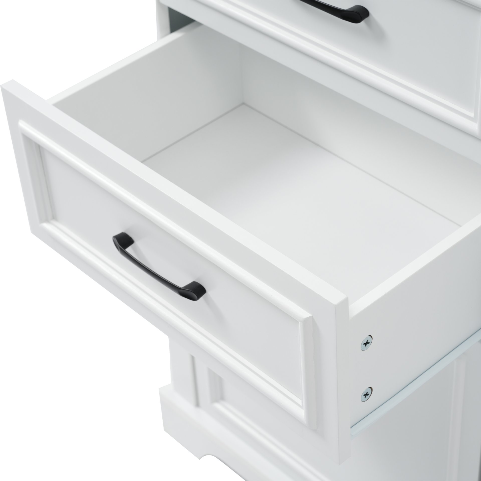 Freestanding Bathroom Vanity Tall With Damping Hinge Doors, Adjustable Shelves - White - Image 15