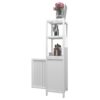 Bamboo Storage Cabinet With Tall Linen Tower, Multi Functional For Bathroom And Living Spaces - White - Image 14