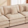 Modular L Shaped Sectional Sofa Set With Movable Ottoman, Chenille - Coffee - Image 9