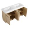 Contemporary Freestanding Bathroom Vanity With White Double Resin Sink & Soft Close Doors - Oak - Image 12