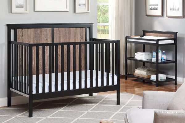 Connelly - 4 In 1 Convertible Crib - Black / Vintage Walnut