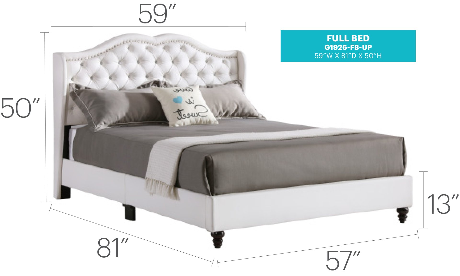 Full Transitional Upholstered Bed - White - Image 8