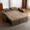 Loveseat Sofa Pull Out Sofa Bed Sleeper Sofa With A Reversible Backrest Cushion, Side Pockets, 2 USB Ports And A Phone Holder For Living Room - Brown - Image 12