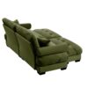 Modern Over Size Velvet 2 Seater Sofa With Ottoman Round Bolster Armrests Waist & Throw Pillows - Olive Green - Image 13
