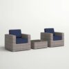 2 Person Seating Set With Cushions - Gray Mix / Navy Blue - Image 5