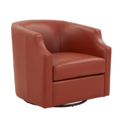 Emmett - Swivel Glider Barrel Chair With Clip Arm Design - Caramel
