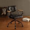 Hallie - Top Grain Leather Office Chair - Vintage Black - Image 8
