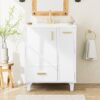 Solid Wood And 24" Bathroom Vanity With Sink, Deep Drawer, Door Shelf, 2 Tier Basket - White - Image 5