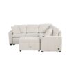 Sectional Sofa Convertible Pull Out Sofa Bed L - Shaped Sofa U - Shaped Sofa With A Movable Storage Ottoman For Living Room - Beige - Image 11