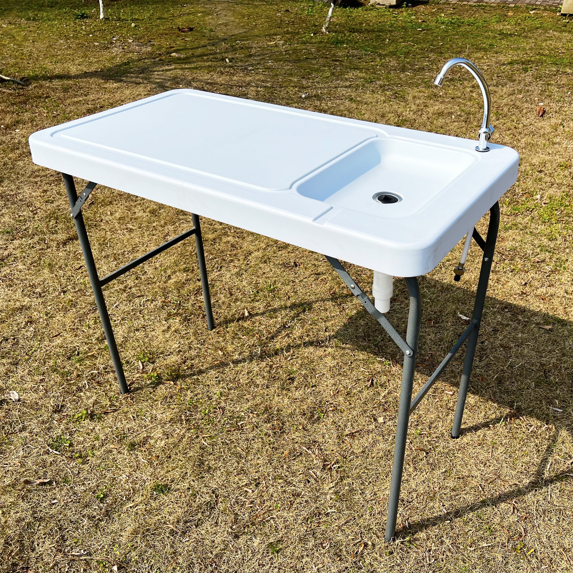 Outdoor Fish And Game Cutting Cleaning Table With Sink And Faucet - Off White - Image 5