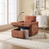 Multifunctional Chenille Recliner Sofa With Storage And Phone Bracket For Living Room Or Bedroom - Orange - Image 11