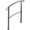Handrails For Outdoor Steps, Fit 1 Or 3 Steps Outdoor Stair Railing, Flexible Front Porch Hand Rail, Transitional Handrails For Concrete Steps Or Wooden Stairs - Black - Image 2
