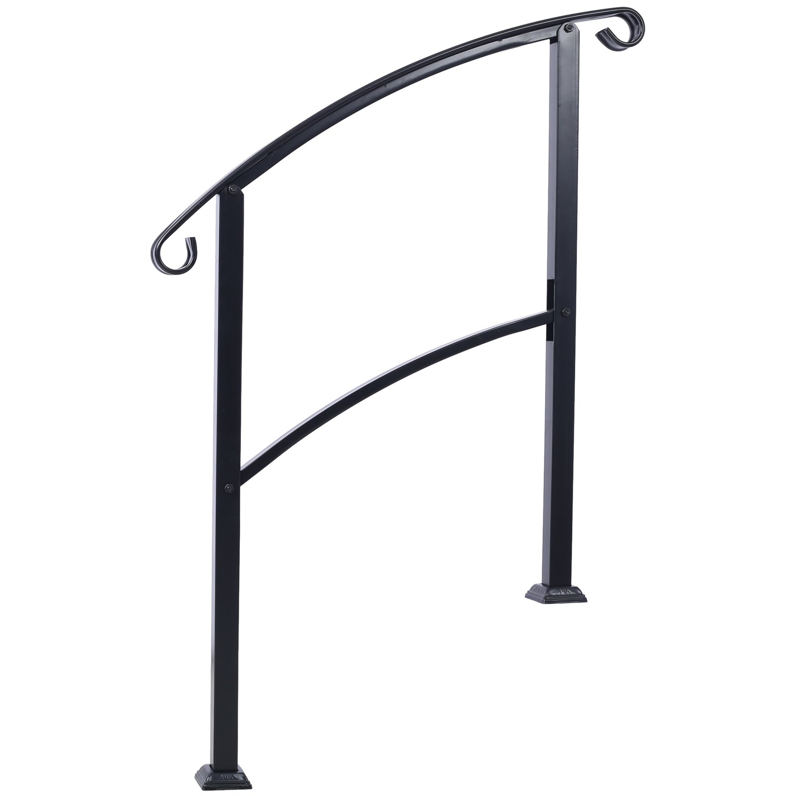 Handrails For Outdoor Steps, Fit 1 Or 3 Steps Outdoor Stair Railing, Flexible Front Porch Hand Rail, Transitional Handrails For Concrete Steps Or Wooden Stairs - Black - Image 2