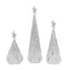 Resin / Foil Christmas Tree With Star Top (Set of 3) - White / Silver - Image 4