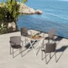 4 Piece Stackable Single Chairs With Vertical Stripe Design For All Weather - Warm Gray - Image 13