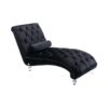 Velvet Chaise Lounge Indoor, Button Tufted Upholstered Chair With Pillow - Black - Image 12