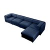 Modular Sectional Sofa With Cylindrical Backrest And Armrests Storage Deep Comfortable Seating Chenille 4 Seat L Shaped Sofa - Blue - Image 8