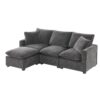 Modern, Modular Sofa, 4 Seat Chenille Sectional Couch Set With 2 Pillows Included, Freely Combinable Indoor Funiture - Black / Gray - Image 3