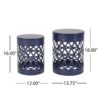 Delight - Powder Coated Iron End Table, (Set of 2) - Navy Blue - Image 3