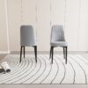 Modern (Set of 2) Dining Chairs With High Quality And Cushions Metal Legs - Gray - Image 5