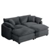 Contemporary Corduroy 2 Seater Sofa With Ottoman Ideal For Small Spaces - Gray - Image 13