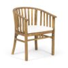Outdoor Wooden Dining Chairs With Cushions, (Set of 2) - Cream / Teak - Image 6