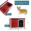 Medium Wooden Outdoor Dog House, Waterproof Roof, Elevated Floor, Adjustable Plastic Feet - Red - Image 2