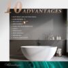 Solid Surface Matte Tub, Solid Surface Soaking Tub, Stone Resin Freestanding Bathtub, Thick Edge Stand Alone Tubs With Overflow, Pop-Up Drain (Oval) - Matte White - Image 6