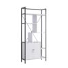 Six Shelf Modern Bookcase With Two Door Storage Cabinet With Two Shelves - White / Black - Image 3