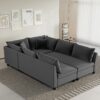 Modular Sectional Bed Couch Set With Pillows Free Combination, Minimalist Style Oversized 6 Seat Convertible Sofa - Gray - Image 11