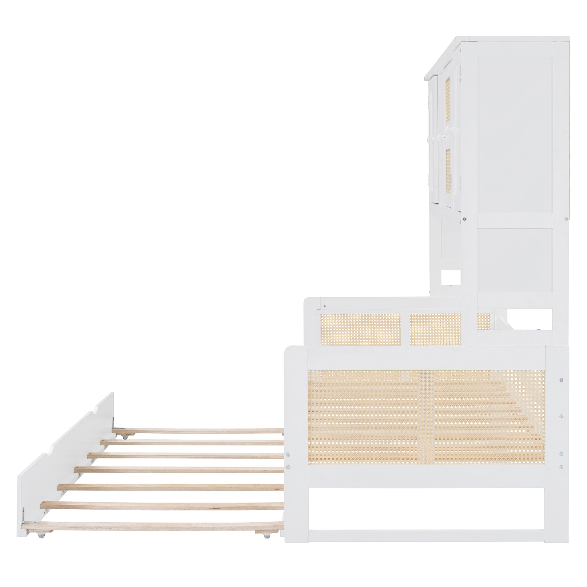 Twin Size Wooden Daybed & Twin Size Trundle, And All In One Cabinet And Shelf - White - Image 19