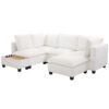 U - Shaped Sectional Sofa Modular Sofa Couch With A Movable Ottoman, A Coffee Table With Hidden Charging Devices For Living Room - White - Image 18